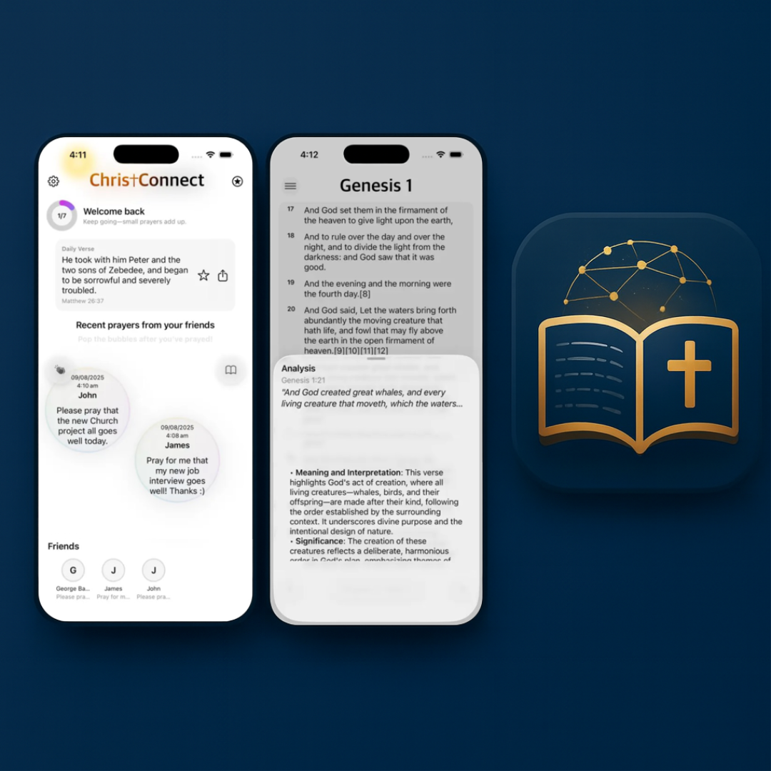 Screens from the ChristConnect iOS app